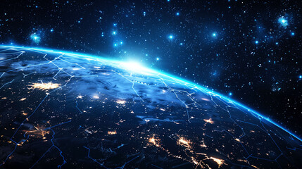 Obraz premium illustration around the world covered by internet network
