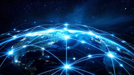 Fototapeta premium illustration around the world covered by internet network