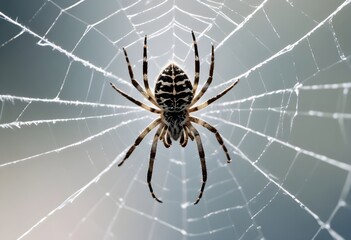 A large spider sitting on a spider web close up. Macro photography