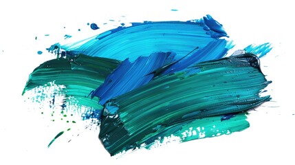 Fototapeta premium A detailed view of a blue and green brush stroke with textured strokes