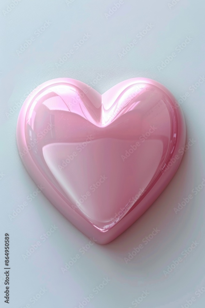 Poster a pink heart shaped object placed on a white background, ideal for use in romantic or valentine's da