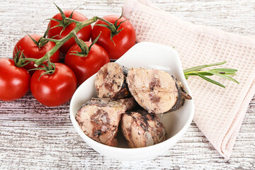 Pieces of canned tuna fish