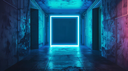 Obraz premium Square neon sign in the middle of an empty room