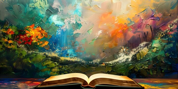 Impressionistic art celebrating World Book Day with joy and wonder. Concept Impressionistic Art, World Book Day, Joyful Celebration, Wonder, Colorful Palette