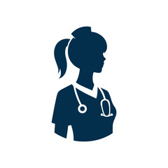 Vector Nurse silhouette Clip art isolated  illustration on a white background