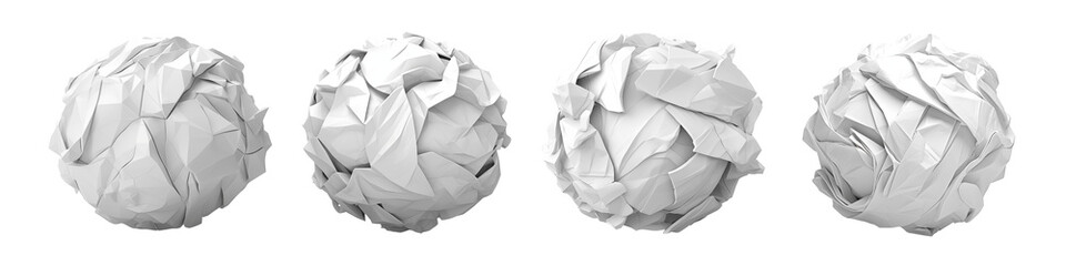 Obraz premium Set of crumpled paper ball isolated on transparent background