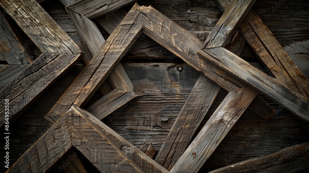 Poster Close-up view of wooden planks with varying grain patterns and textures