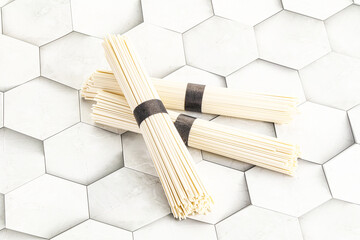 Raw asian udon noodle for cooking