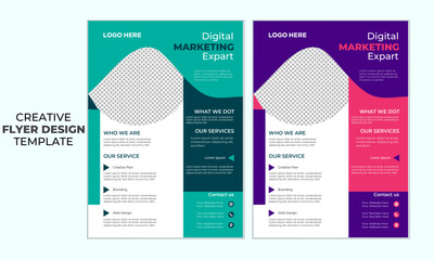 Creative Modern minimal Flyer template design with multiple color variation.