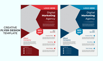 Creative Modern minimal Flyer template design with multiple color variation.