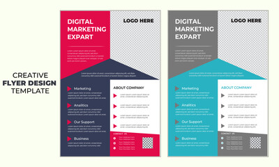 Creative Modern minimal Flyer template design with multiple color variation.