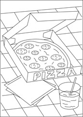 box fun pizza coloring book page