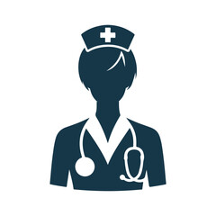 Vector Nurse silhouette Clip art isolated  illustration on a white background