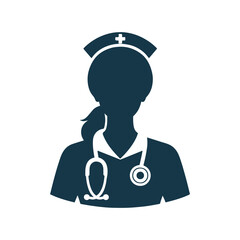 Vector Nurse silhouette Clip art isolated  illustration on a white background