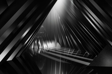 Fototapeta premium Abstract geometric light beams in monochrome