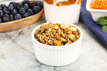 Granola museli cereal for breakfast