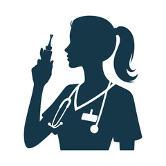 Vector Nurse silhouette Clip art isolated  illustration on a white background