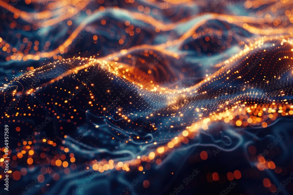 Poster close-up of a wavy water surface with ripples and light reflections