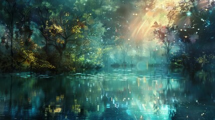 Fototapeta premium Calming Rhythms. Abstract landscape with calming wellness rhythm - emotional balance.
