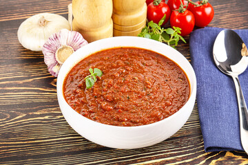 Spanish traditional gazpacho tomato soup