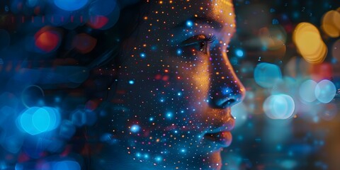 Exploring complex relationships between humans and artificial superintelligence through an image. Concept Artificial Superintelligence, Human-machine interaction, Future technology, Science fiction