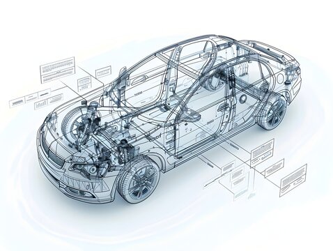 Detailed Infographic of Car Component Manufacturer s Structural Design