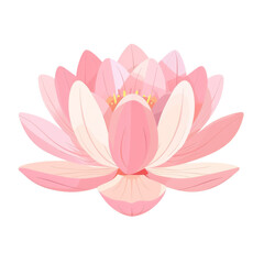 Beautiful pink lotus flower illustration, representing tranquility, purity, and spiritual enlightenment, ideal for wellness and meditation concepts. Isolated on transparent background.
