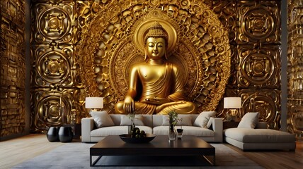 Obraz premium golden buddha statue, ai generated