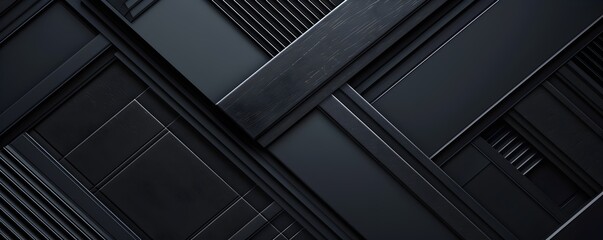 Obraz premium Black background with diagonal lines and subtle geometric patterns for a sleek, modern look