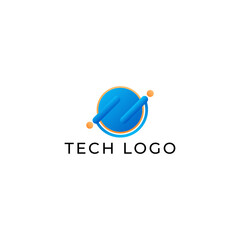Fototapeta premium ILLUSTRATION CIRCLE GRADIENT BLUE ORANGE COLOR TECH LOGO ICON TEMPLATE SIMPLE DESIGN ELEMENT VECTOR
