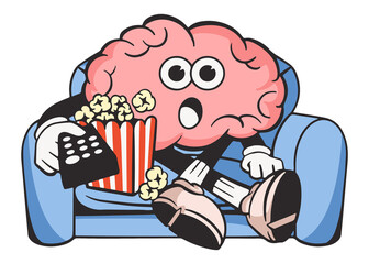 Movie watcher png, retro illustration, transparent background