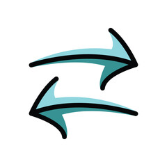 Arrows point right and left. On a white background. Vector illustration.