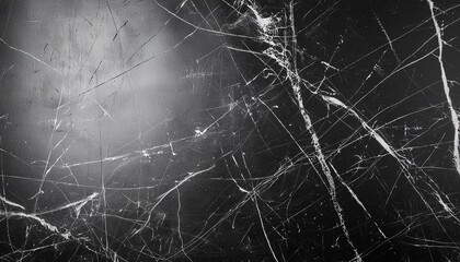 Texture of old surface on black background with white scratches