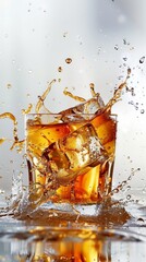 Close-up of a glass of cool drink garnished with orange and mint. Refreshing cocktail concept