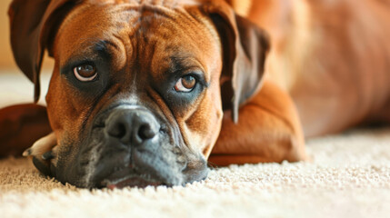Fototapeta premium A brown dog feels depression negative emotions