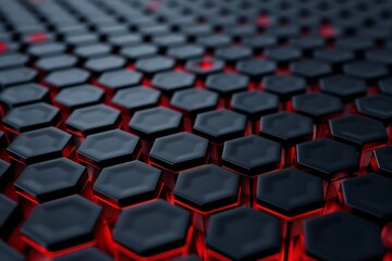Fototapeta premium Black and red Carbon Fiber Hexagons Background Generative Ai 