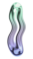 Letter I png holographic fluid chrome font, transparent background