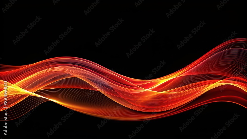 Canvas Prints red and orange wave pattern on a black background, wave, pattern, red, orange, black, abstract, vibr