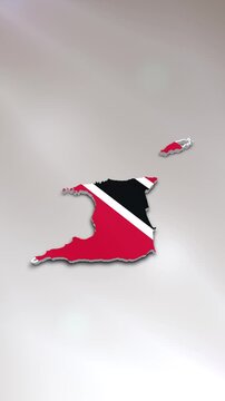 Mobile Vertical Resolution 2160x3840 Pixels, Trinidad and Tobago Flag on its Country Map, 
3D Map Flag Opener, Suitable for Politics, Elections, Travel, News and Sports Events and Presentations