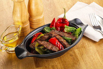 Salad with grilled beef steak