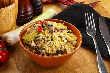 Bulgur with lamb and vegetables