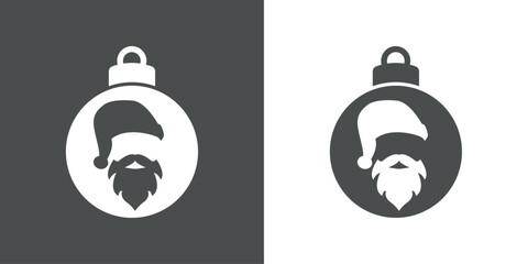 Tiempo de Navidad. Logo con silueta de bola de navidad con sombrero y barba de Santa Claus para tarjetas y felicitaciones