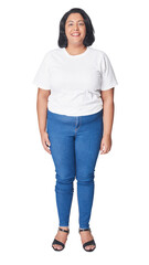 Obraz premium Plus size white t-shirt and jeans apparel png mockup women's fashion