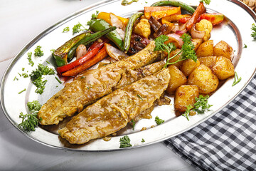 Roasted shark steak with garnish