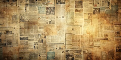 Vintage grunge background with faded hues and old newspaper prints for retro-themed designs, retro, vintage, grunge, background