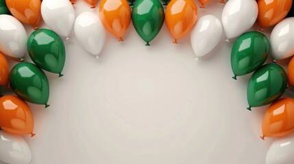Indian Independence Day Celebration Poster or Banner, Postcard. Balloons in the colors of the Indian flag.