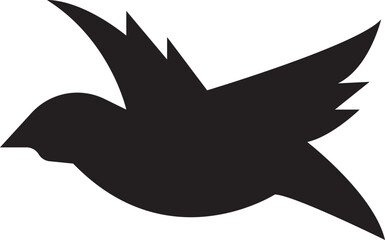 Bird silhouette icon fill style vector image, black humming bird. Nature symbol, flying illustration sign. Bird logo and wing, airplane template wildlife design isolated on transparent background.