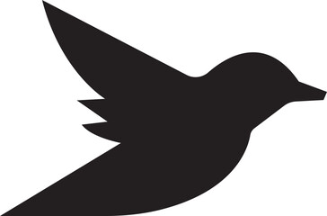 Bird silhouette icon fill style vector image, black humming bird. Nature symbol, flying illustration sign. Bird logo and wing, airplane template wildlife design isolated on transparent background.