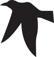 Bird silhouette icon fill style vector image, black humming bird. Nature symbol, flying illustration sign. Bird logo and wing, airplane template wildlife design isolated on transparent background.