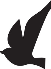 Bird silhouette icon fill style vector image, black humming bird. Nature symbol, flying illustration sign. Bird logo and wing, airplane template wildlife design isolated on transparent background.